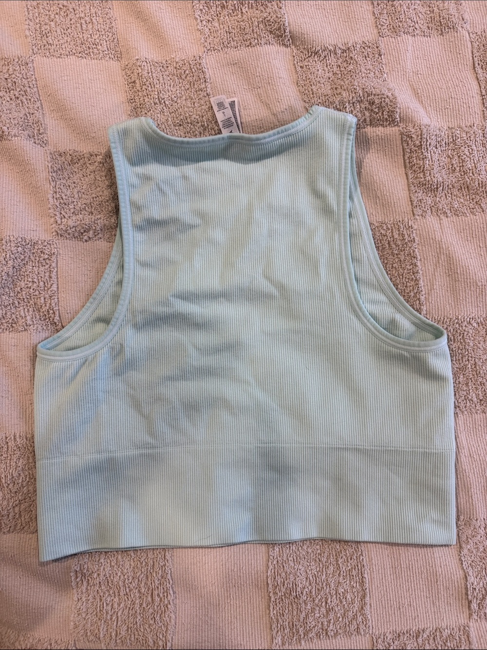 Athleta Light Aqua Ribbed V-Neck Cropped Tank - Picture 3 of 3